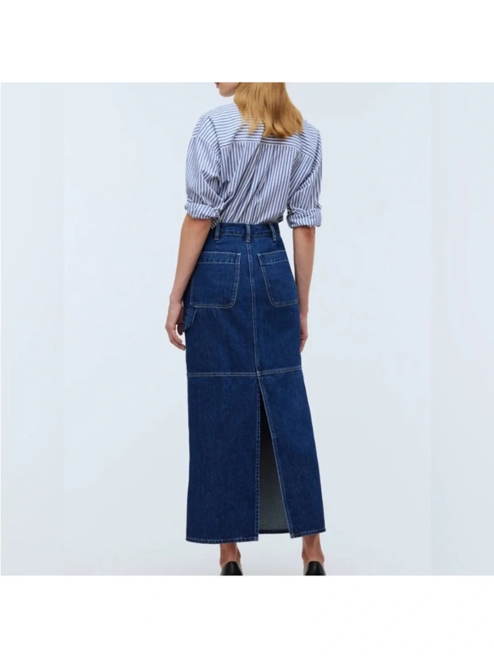 Madewell Blue Denim Midi Skirt
